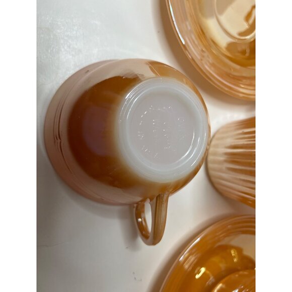 Fire King Peach Luster 8 Cups, 2 Saucers, Creamer NOS - Picture 4 of 8